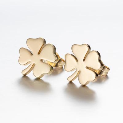 Simple Stainless Steel Leaf Stud Earrings for Women Men Hip Hop Lucky Jewelry Wedding Party Birthday Fashion Elegant Gift 2023