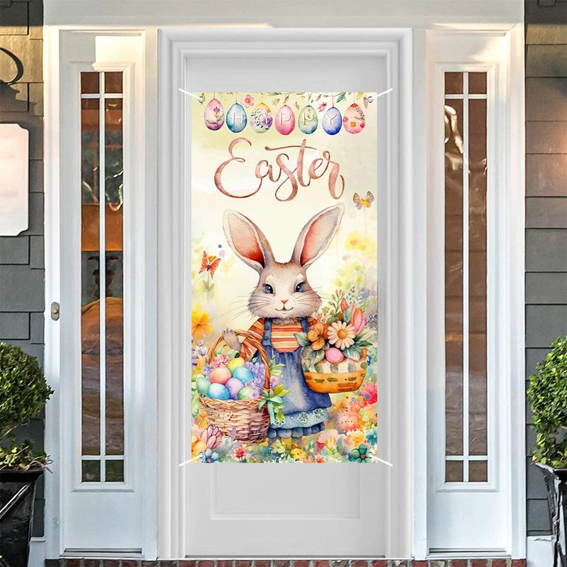 Veselé Velikonoce Dekor Závěsná Vlajka Velikonoční Dekorace 2024 pro Domov Zajíček Vejce Mrkev Veranda Dveře 2024 Jarní Oslava Králičí Dárek