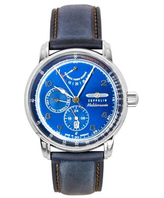 Mediterranee Leather Strap Blue Dial Automatic 96903 Men's Watch