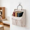 2pcs Wall Hanging Storage Bag Water Proof Closet Linen Fabric Pockets Organizer with Hooks for Living Room Bedroom Bathroom Kitchen Beige