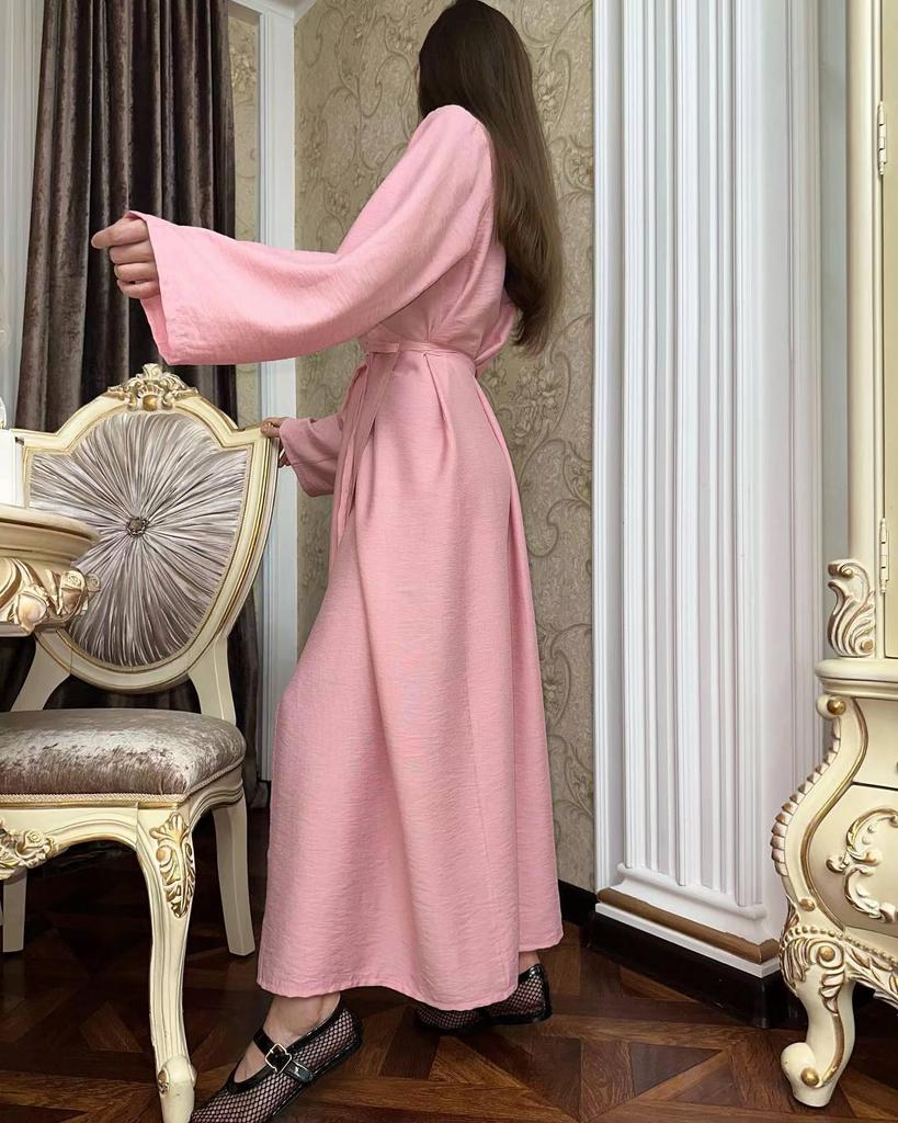 2024 Elegant Women's Solid Color Slim Fit Lace-Up Long Dress