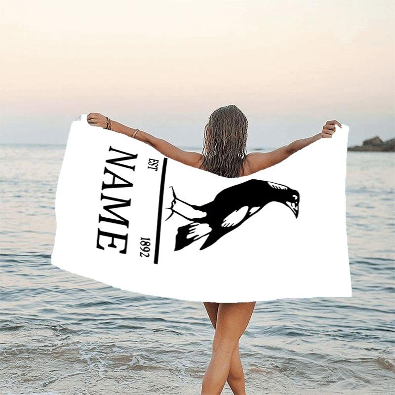 1pc Football2 Beach Towel with Custom Name, Beach/Swimming/Bath/Picnic/Camping Towel, Suitable for Seaside Beaches