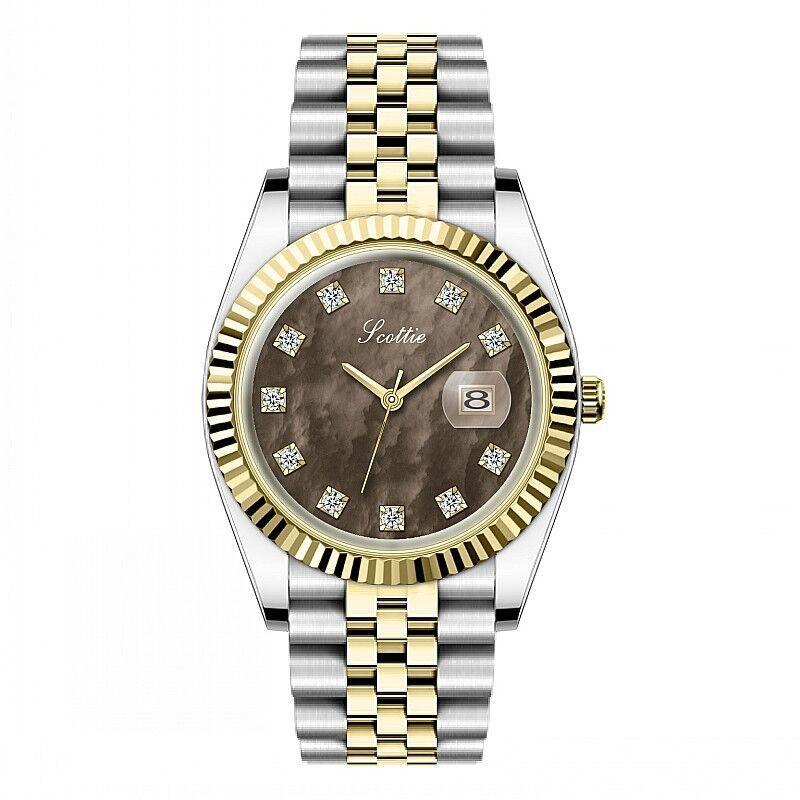 Shi Gaudi's simple and atmospheric solid steel belt women's watch with calendar women's watch business high-value watch women