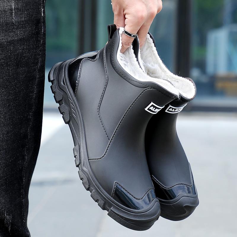Environmental Protection Material Men's and Women's Rain Shoes Outdoor Short Water Shoes Men's Flat-bottomed Warm Rain Boots Women's