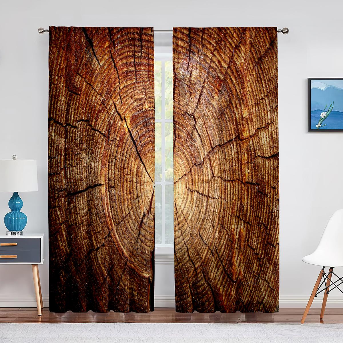 Сельский дом Стиль Западный Коричневый Примитивный Деревянный Тюль Шторы для Гостиной — фото 15