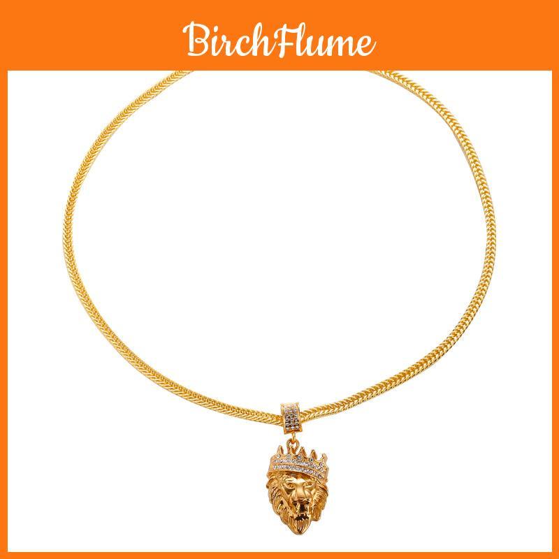 Collier Pendentif Majestueux Tête de Lion Gothique Punk en Acier Titane Pour Hommes Bijoux Hip Hop