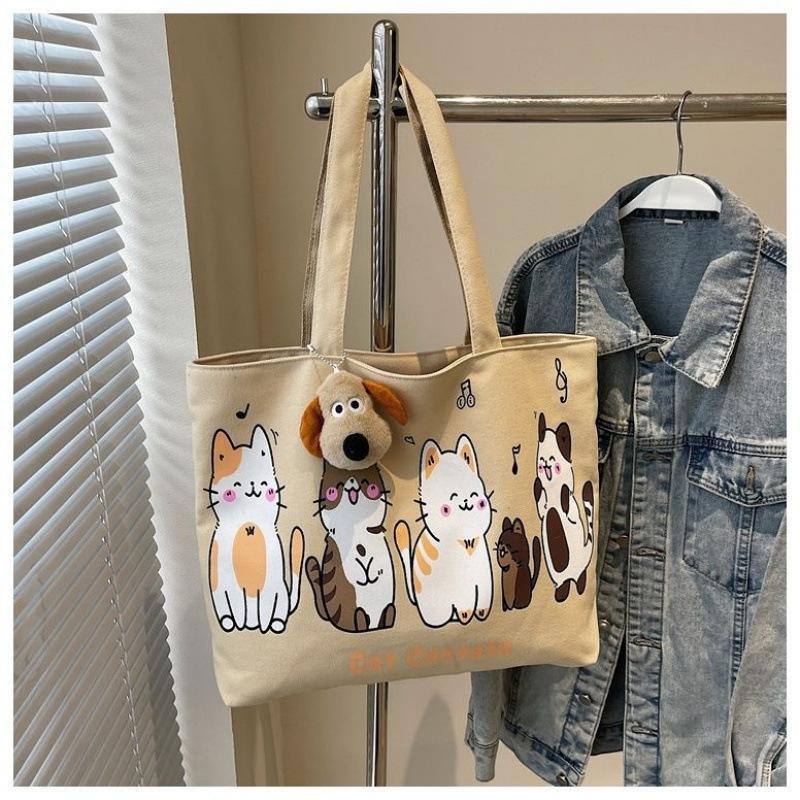 Koreanischer Stil Mode Einfach Neuer Stil Lässiger Stil Große Kapazität Leinwandtasche Damen Einzelschulter Student Künstlerisch Einfache Tragetasche Trendig