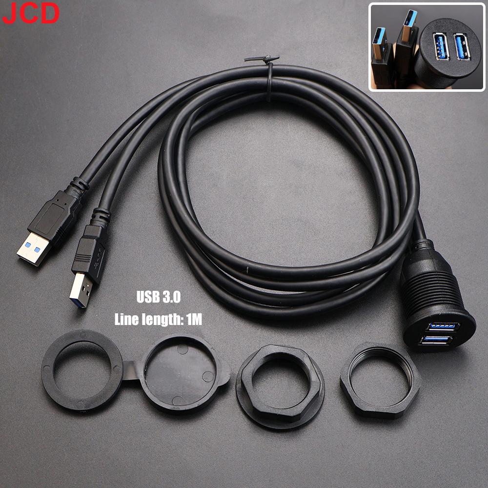 JCD Car Dashboard Installation Extension Cable USB2.0/3.0 Male to Female Socket Panel Single Dual Port Waterproof Line Adapter
