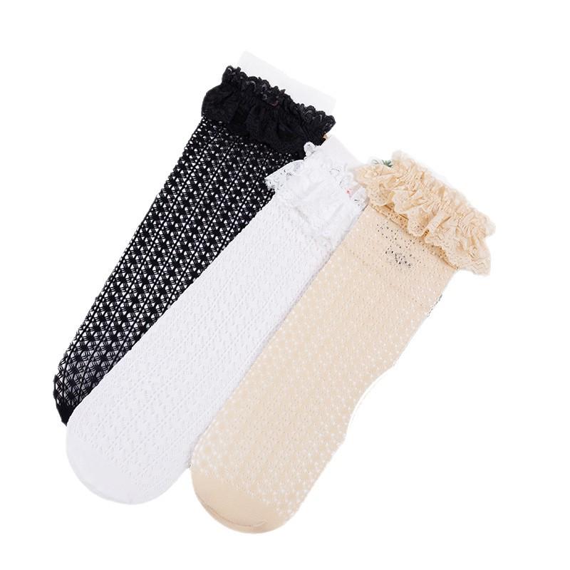 Girls' Mid-Calf Cotton Socks with Bows, Princess Style, Thin Soft Spring/Autumn Wear, Korean Fashion Baby Long Socks