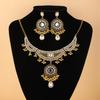 Vintage Ethnic Rhinestone Necklace & Earrings Set