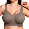 European and American soft support big chest underwear women's seamless thin no steel ring bra gathering comfortable fat mm fruit