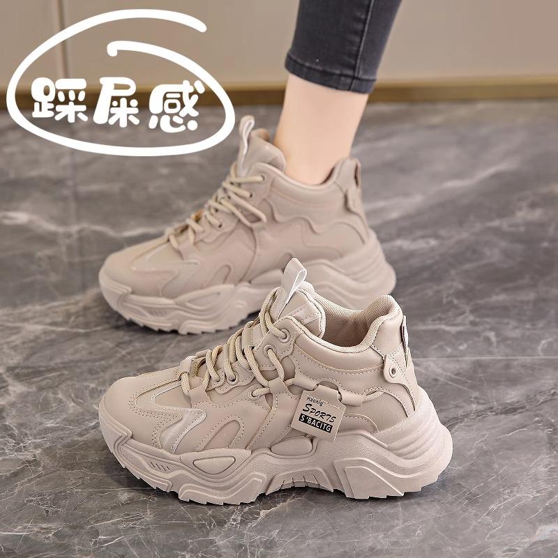 Soft-soled dad shoes autumn new velvet warm sneakers high-top thick-soled