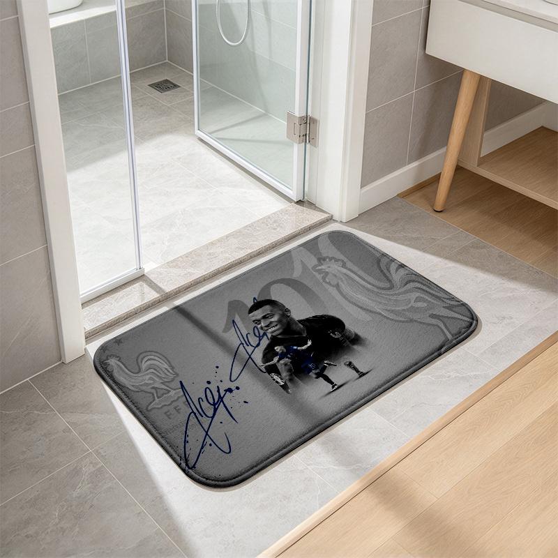 Kylian Mbappe Flannel Kitchen Mat Christmas Soft Area Rug Non Slip Floor Carpet Home Decoration