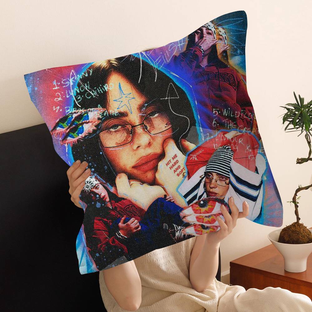 Hot Singer B-Billie E-Eilish Maple Design Cushion Cover Happy Autumn Harvest decor Holiday Decorati Pillow Cover