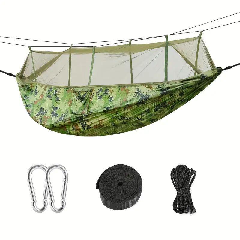 Portable Double Hammock with Mosquito Net - Quick Open Nylon Camping Swing