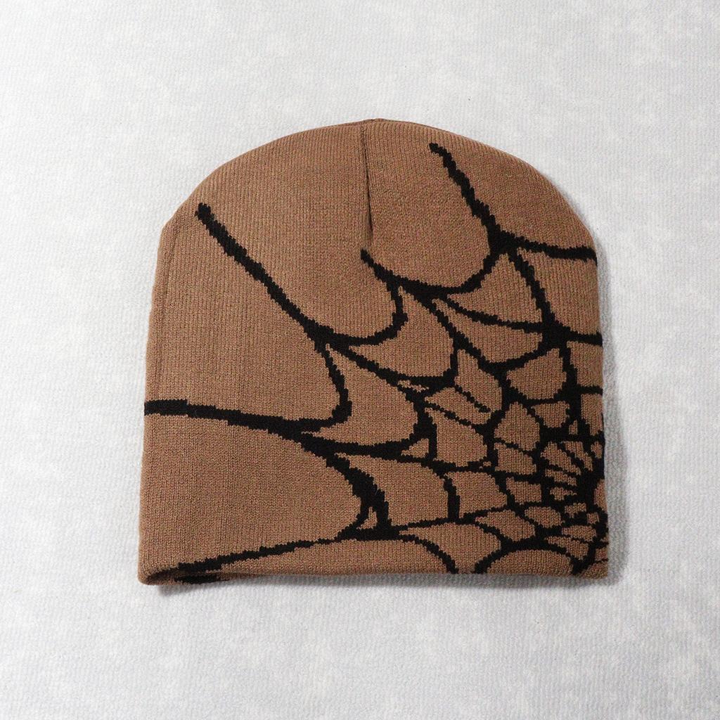 Hot-selling Y2K Spiderweb Knitted Hat European American Style Trendy Winter Beanie Jacquard Pattern 48-50cm Head Circumference