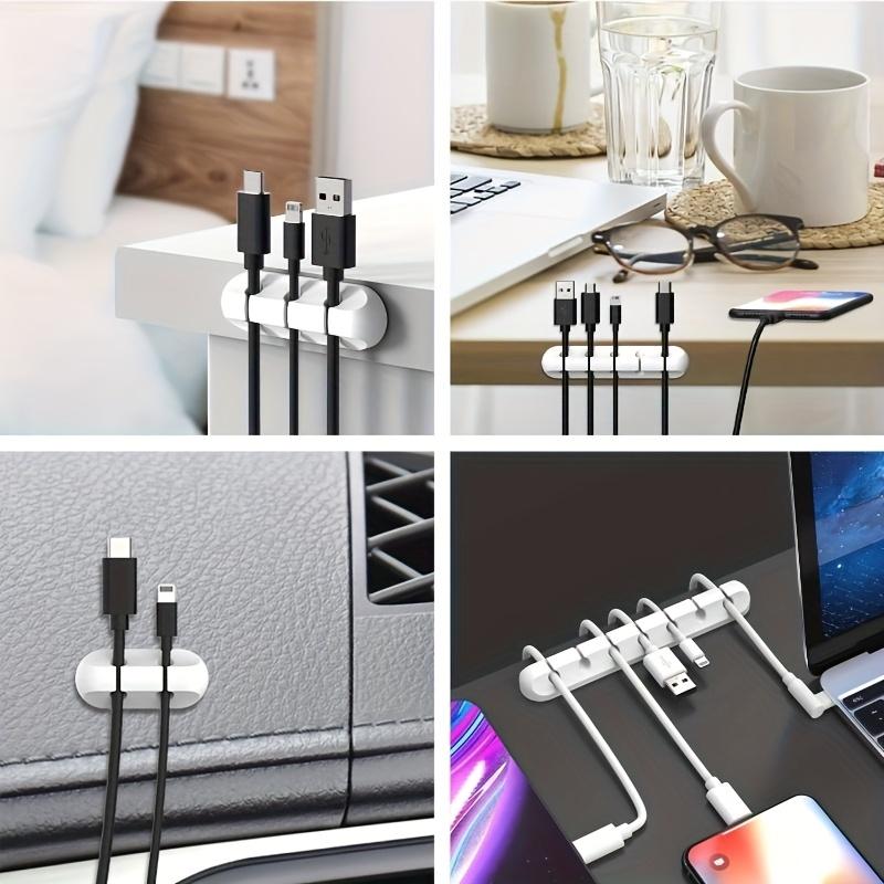 Boîte de rangement pour câbles, organiseur de câbles USB, boîte de gestion des câbles avec clips, idéale pour le bureau, la voiture, la maison et le bureau.