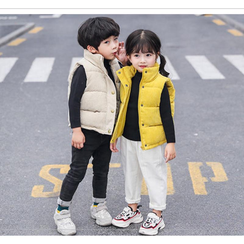Children's Vests for Boys and Girls Are Thickened To Keep Warm and Wear Corduroy Autumn and Winter Cotton Vests, Baby Outer Tower Waistcoat Vests