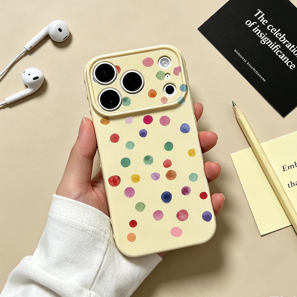 Macaron dots are suitable for Apple 16PM creative 15/17 mobile phone case iPhone17/16PRO anti-drop new model.