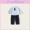 Boys School Style Cotton Long Sleeve Shirt And Pants Set For Kids Age 3 To 8