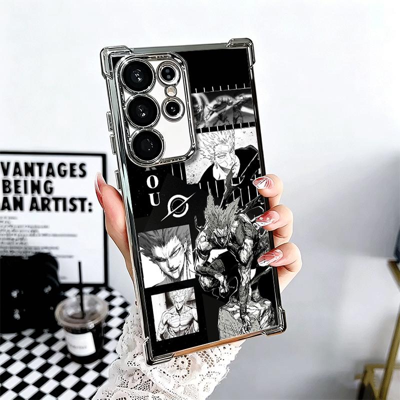 

One P-Punch-Mans Garou Soft Phone Case For Samsung Galaxy S26 Ultra S25 Edge S24 FE S23 Plus S22 S21 + S20 Plating Anti-Fall Fun Samsung S23 Ultra