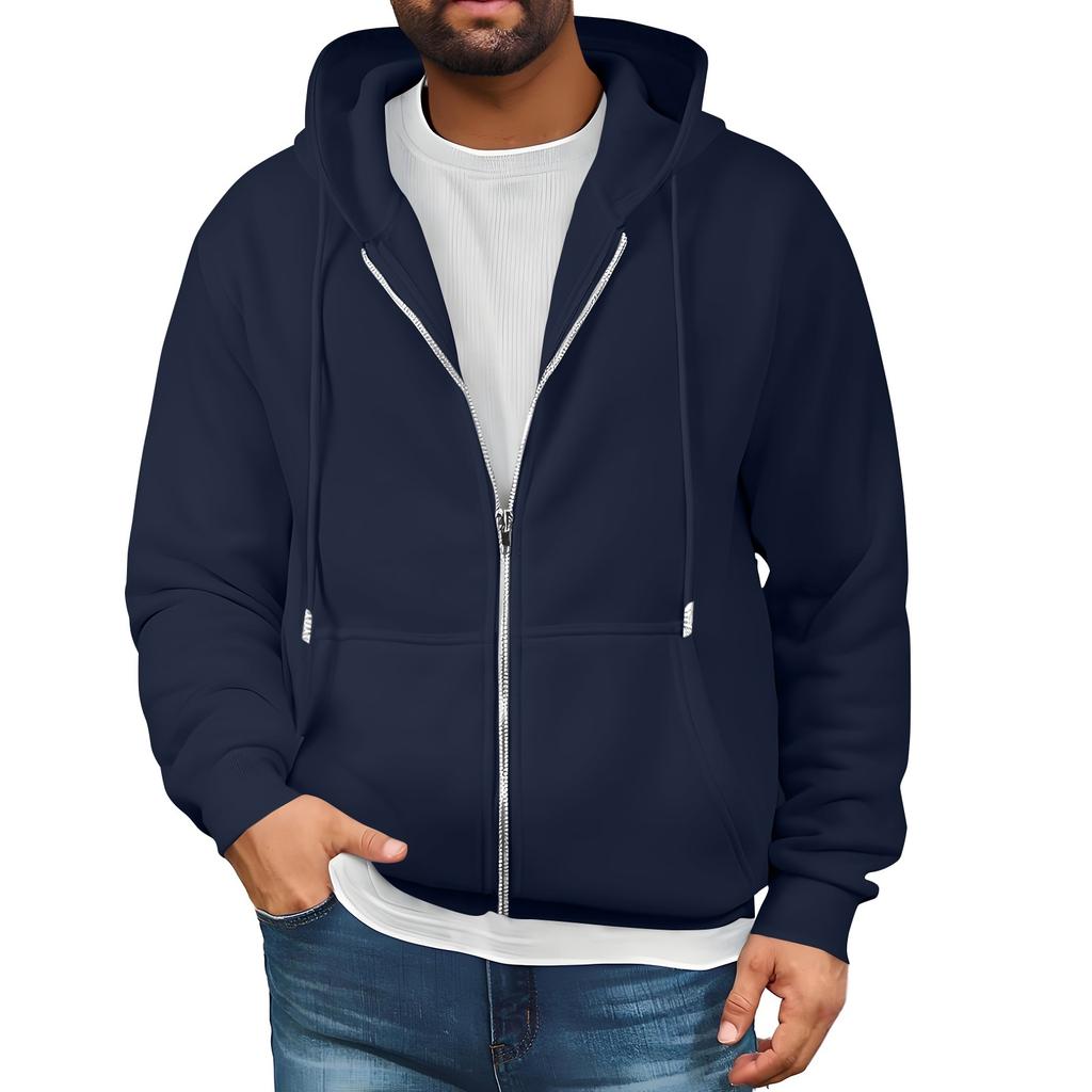 Mens Full Zip Hooded Drawstring Hoodies Pullover Sweatshirts Casual Long Sleeve Shirts