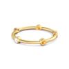 Citrine Bezel Station Contemporary Minimalist Style Ring - 925 Sterling Silver Gold Vermeil