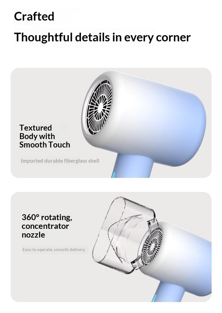 High-Power 800W ABS Electric Household Portable Hair Dryer Strong Airflow Quick-Drying Hot/Cold Air 3-Speed Settings Hotels