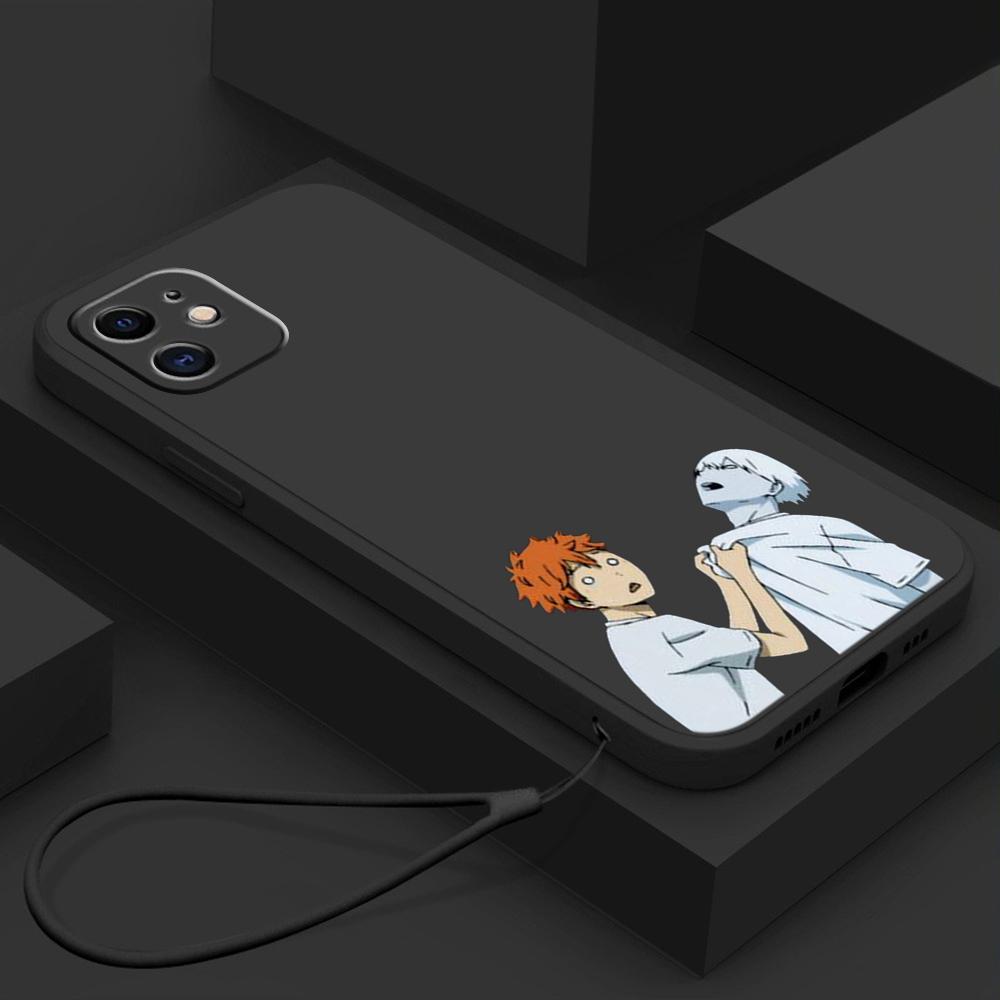 N69 Anime Haikyuu X Reader Art with Lanyard Silicone Straight Edge Phone Cases for Xiaomi Poco X5 Redmi Note 13 Pro 12C Realme Huawei Shockproof Cover