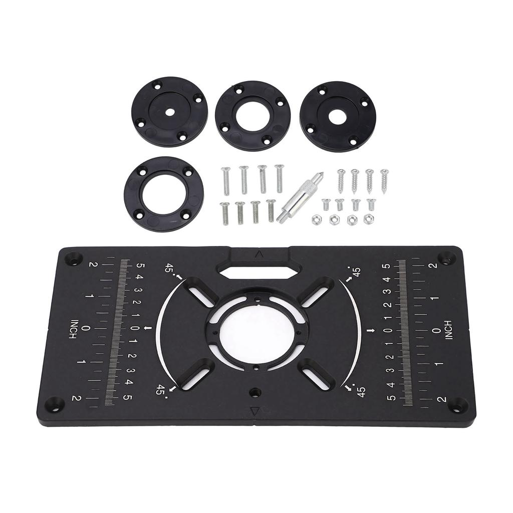 Router Plate Aluminum Alloy Router Table Insert Plate Trimming Machine Flip Board Black