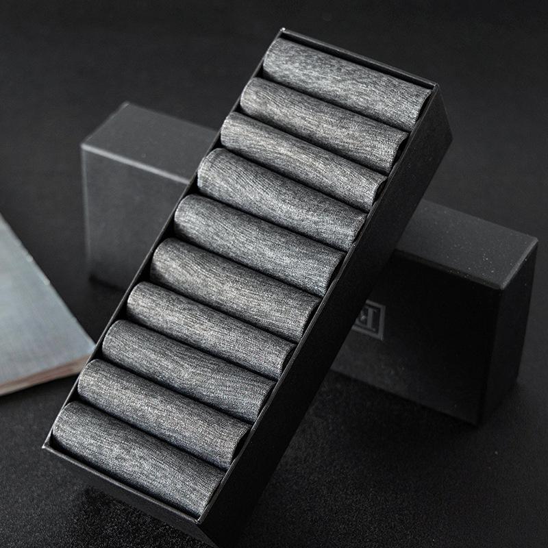 10 Par Męskich Skarpet Średniej Długości - Lekkie, Oddychające Cienkie Jedwabne Skarpety, Seria Jednokolorowa do Codziennego i Biznesowego Użytku