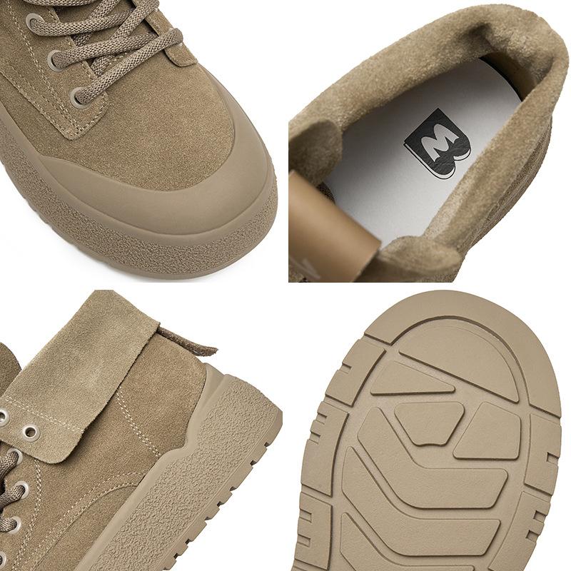Popular leather Martin boots, women's cattle cashmere heightened platform locomotive boots, outdoor kicks can't be broken, and big yellow boots are