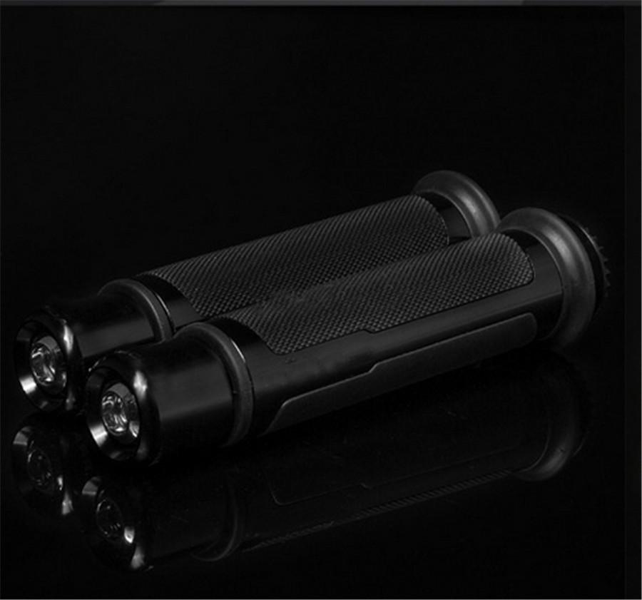 Motorcycle Hand Grips - 22mm CNC Aluminum Black (1 Set)