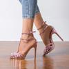 Fashion Caged high heel sandals for women design elegant ankle strap shoes narrow strap sexy work sandals