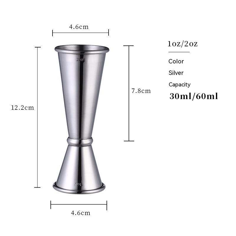 

Двусторонний мерный стакан из нержавеющей стали, шейкер для коктейлей, мерная ложка для напитков, кухонный бар, принадлежности для бара серебряный
