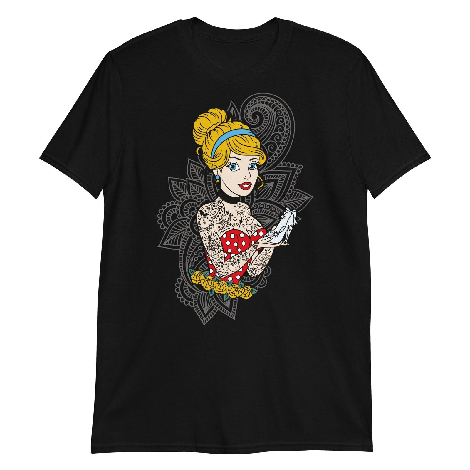 Rock Cinderella Unisex T-Shirt Disney Cartoon Anime Biker Tattoo Woman Grunge M