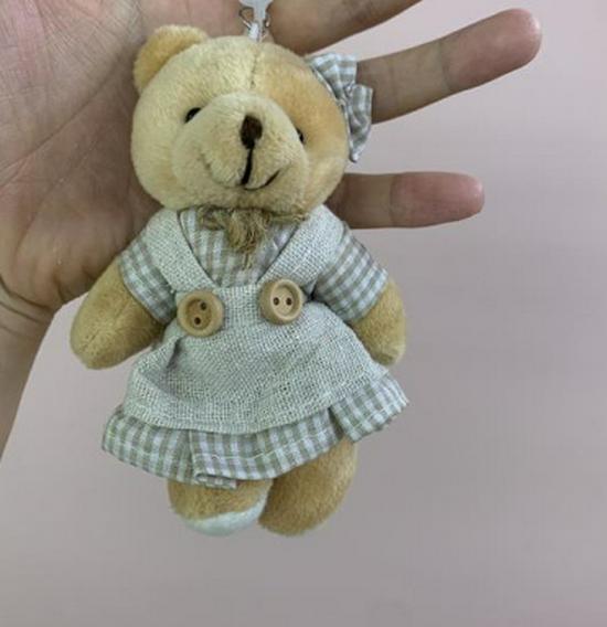Cartoon Burlap Bear Keychain Pendant - Plush Doll Decoration for Student Bags