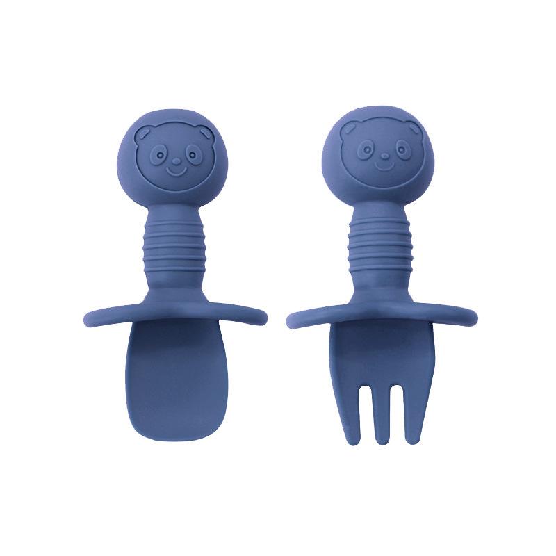 Мультяшний ведмедик Силіконовий набір виделки та ложки для тренування їжі дітей