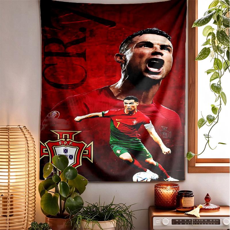 Cr7 Portugal Pattern Tapestry Wall Hanging Boho Aesthetic Wall Blanket For Bedroom Living Room Dorm Home Wall Decor 1012659