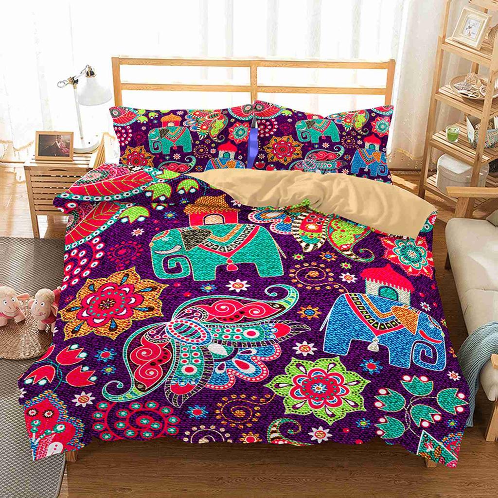 Bohemian Style Bedding Set Duvet Cover With Pillowcase King Size Comfortable Dedding A Bedroom Suitable For Placing A Large Bed