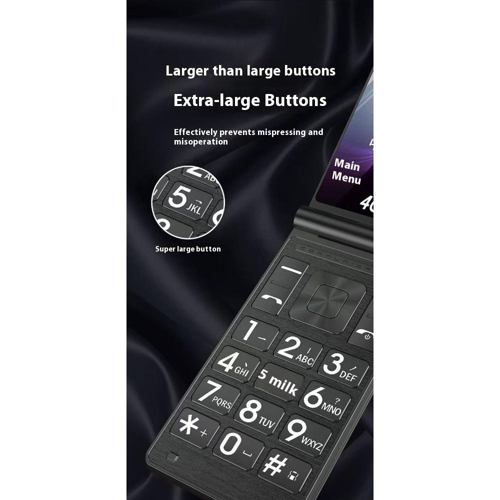 Full Netcom 4G Dual-screen Flip Phone for The Elderly, Flip Phone for The Elderly, Long Standby for The Elderly