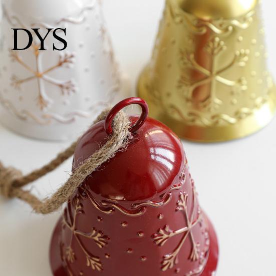 Christmas Garland Accessories Large Bell with Snowflake Design, Metal Hanging Ornament Heavy Duty Bells Jute Rope for Home, Garden, Holiday