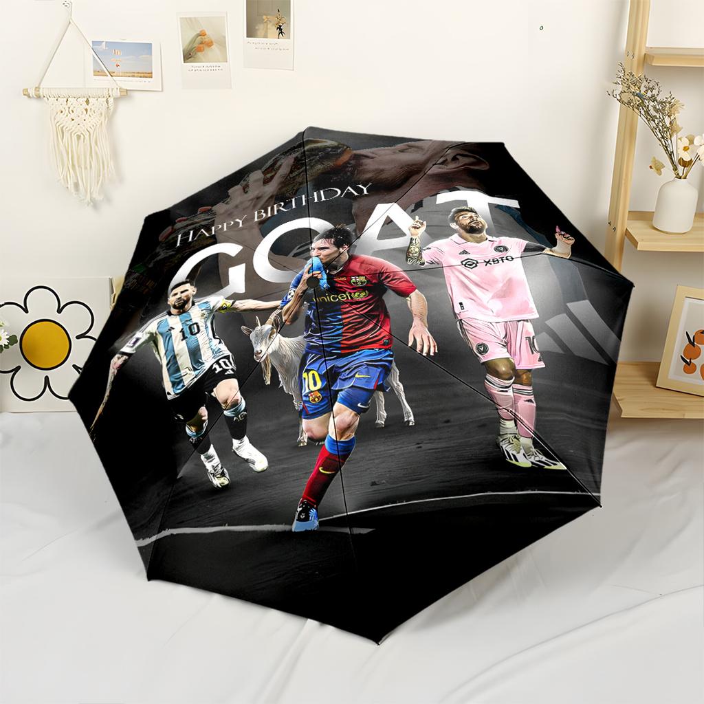 Messi Automatic Umbrella Compact 8-Rib Design Lightweight Travel Essential Fashion Lovers Perfect Gift for Friends & Family
