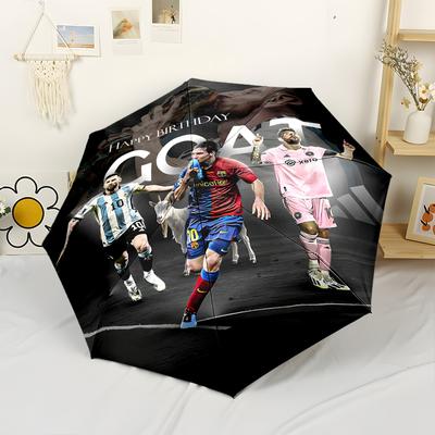 Parapluie Automatique Messi Compact Design à 8 baleines Léger Essentiel de Voyage Parfait pour les Amateurs de Mode Cadeau Idéal pour les Amis et la Famille