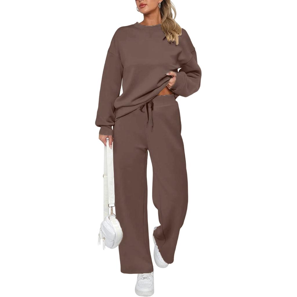 Women's 2 Piece Solid Color Casual Sportswear Long Pants Set
