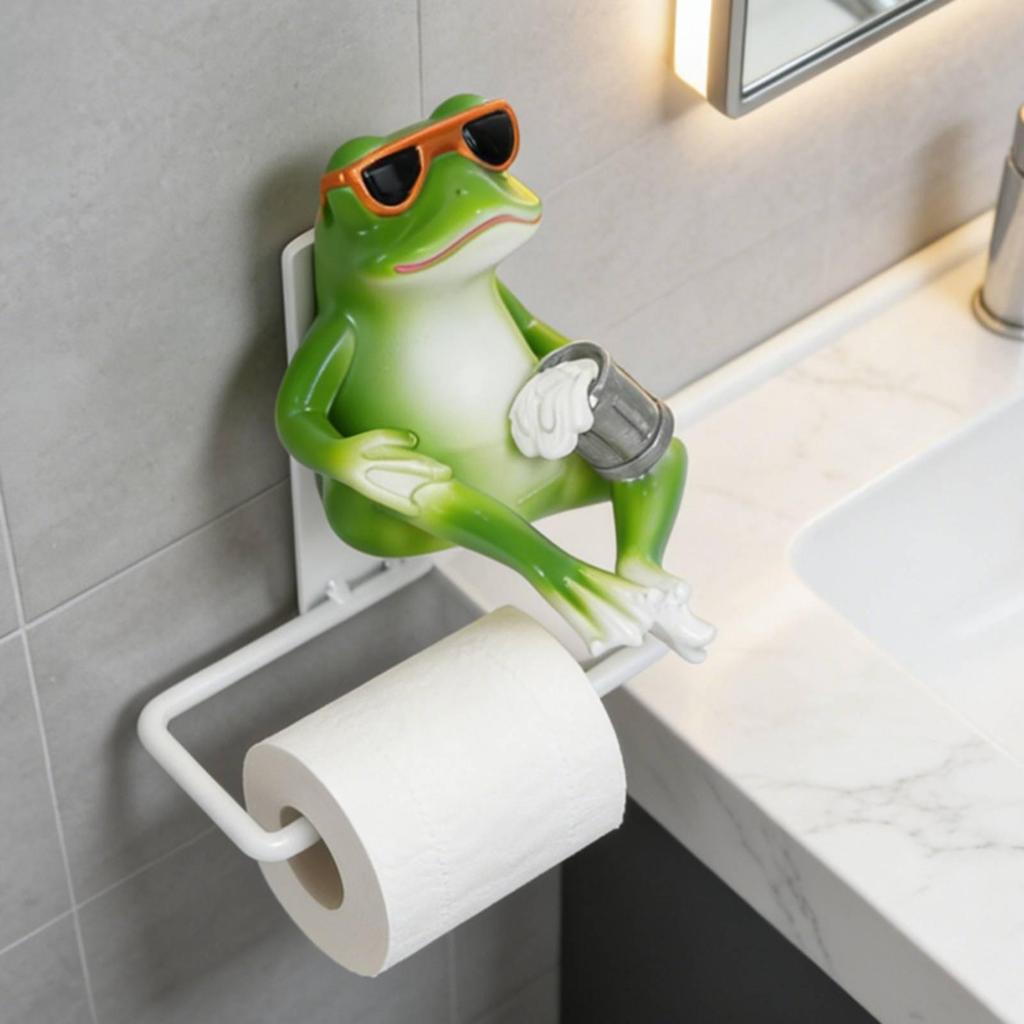 Frog Paper Holder Decorative with Amphibian Resin for Powder Room