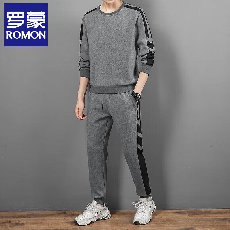 ROMON Men's Casual Sportswear Two-Piece Set