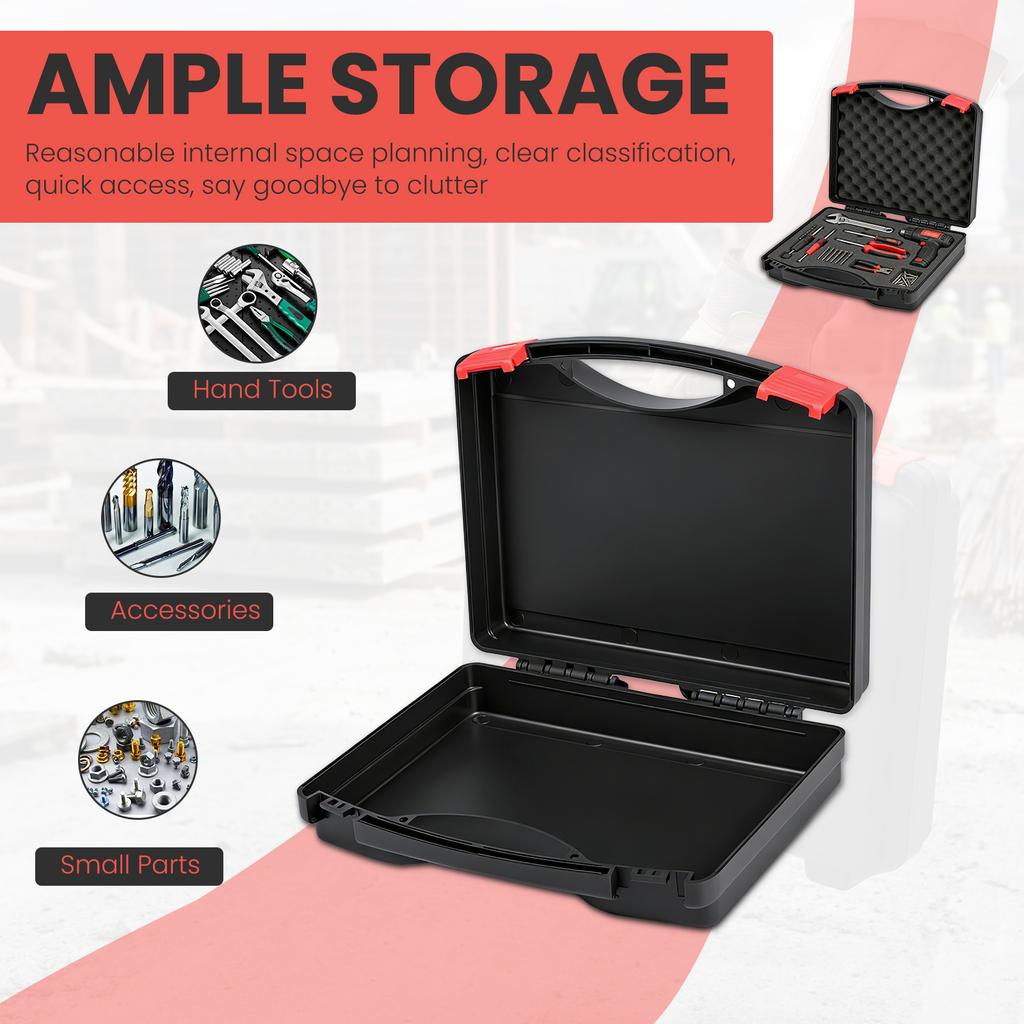 Small Hard Case Bag Portable Plastic Tool Storage Box with Dual Latch Shatterproof Hard Carrying Case for Household Workshop Car