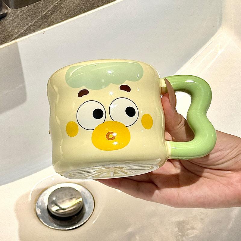 Cute Cartoon Ceramic Mouthwash Cup Household Brushing Cup Couple Tooth Tank Toothbrush Children's Washing Cup High-value Dental Utensils