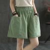 Women's Summer Casual Wide-Leg High Waist Plus Size Wool Shorts with Slimming Fit and Pockets